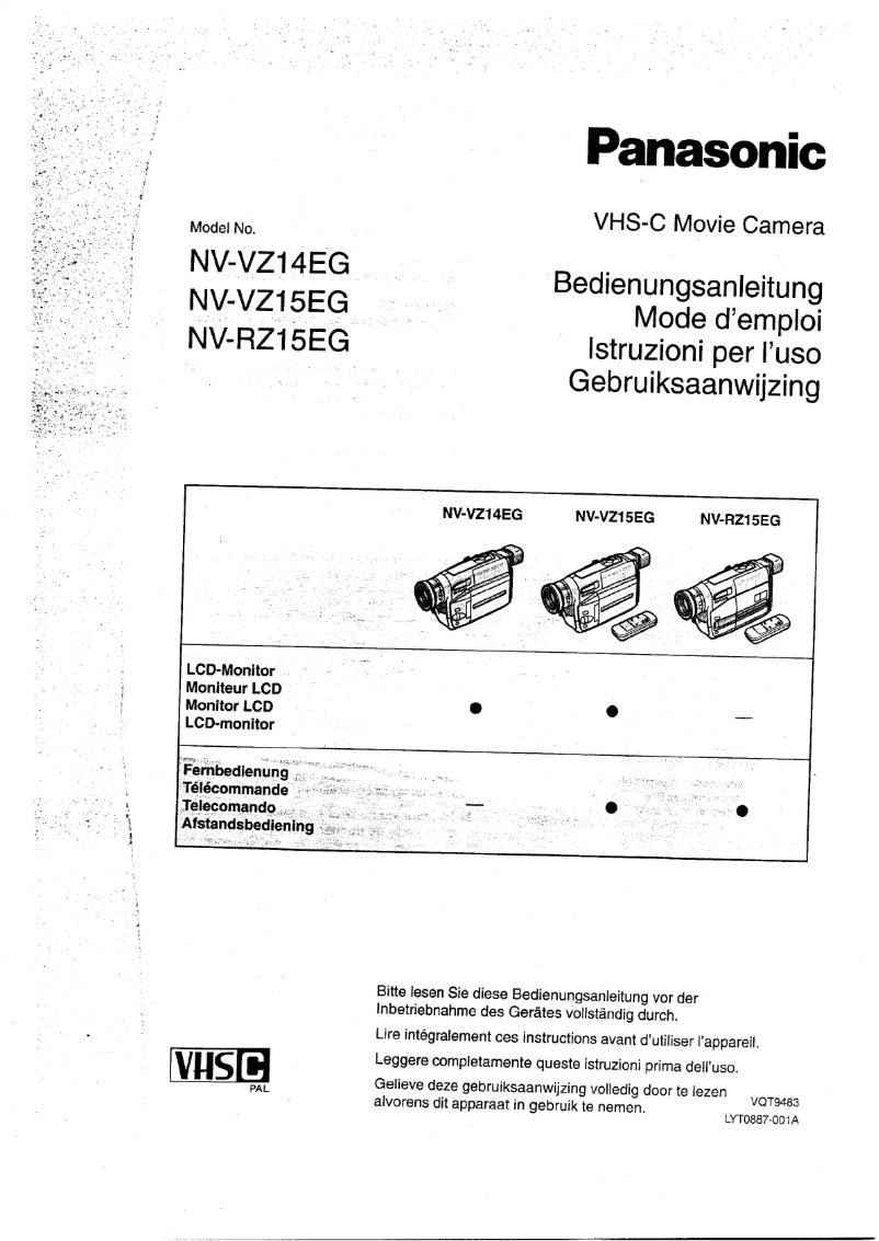 Imagen de la primera página del manual del dispositivo NV-VZ14
