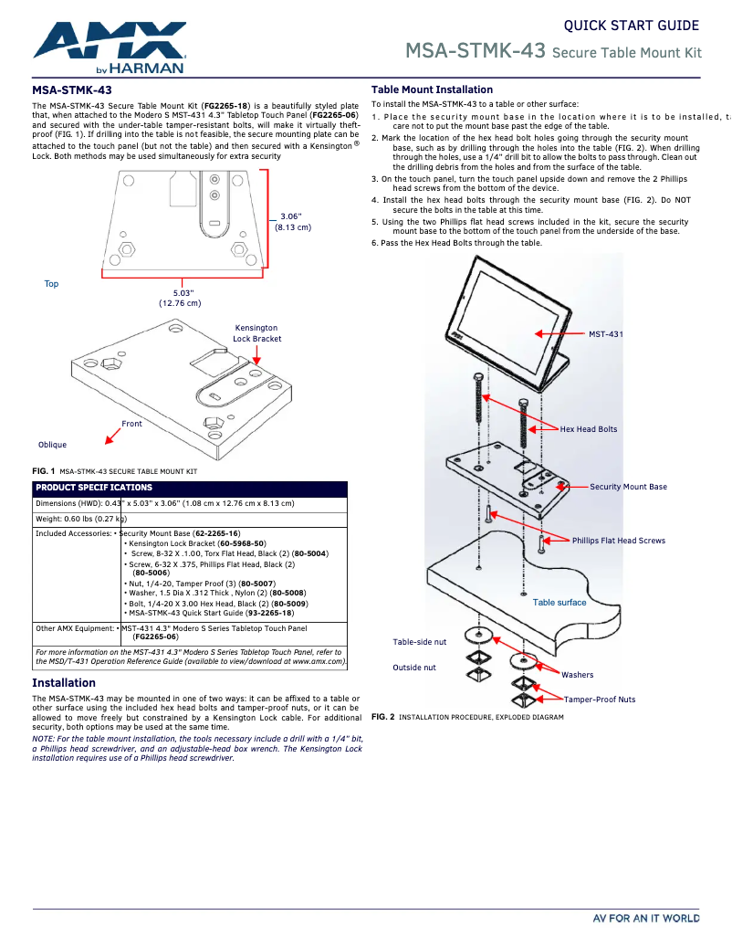 Imagen de la primera página del manual del dispositivo MSA-STMK-43