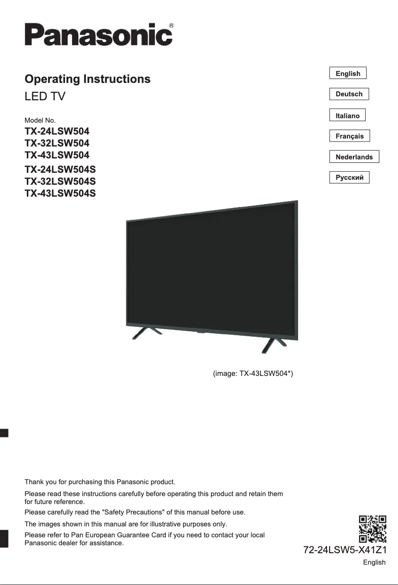 Imagen de la primera página del manual del dispositivo TX-32LSW504S
