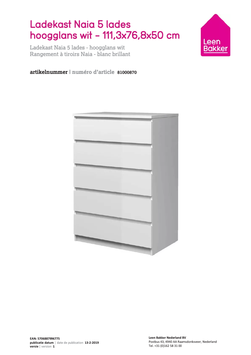 Página 1 del manual Manual de usuario Leen Bakker Naia