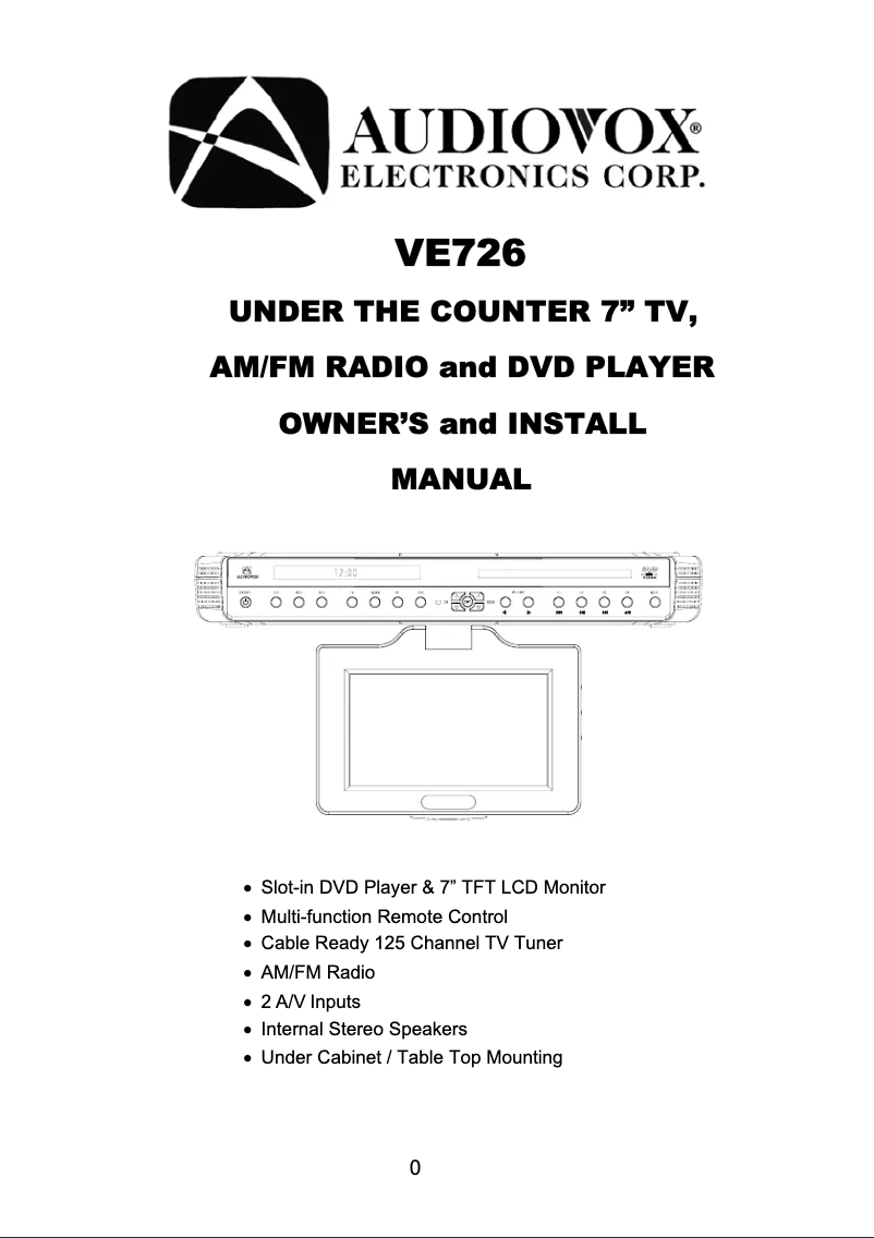 Imagen de la primera página del manual del dispositivo VE726