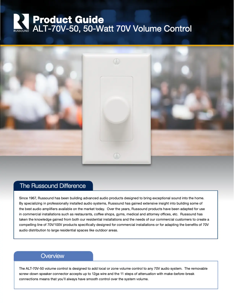 Imagen de la primera página del manual del dispositivo ALT-70V-50