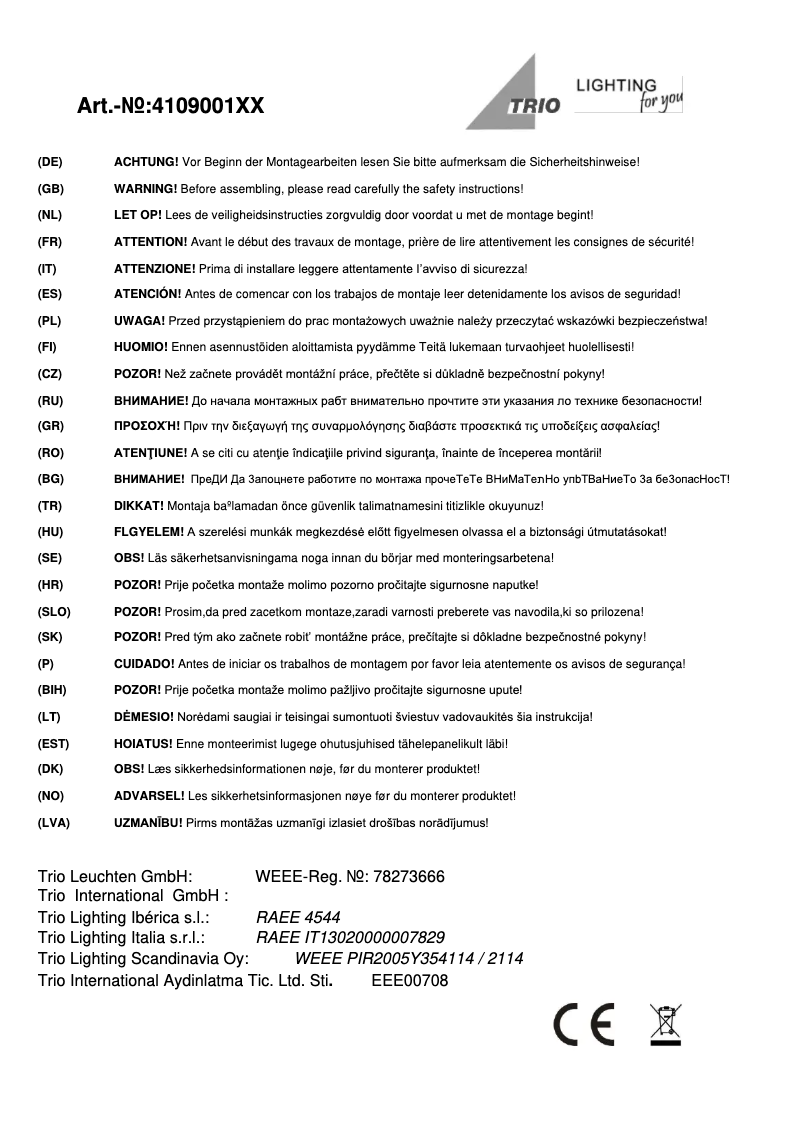 Imagen de la primera página del manual del dispositivo Rotin 410900111