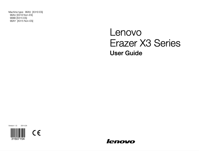 Página nº 1 - Manual de usuario Lenovo Erazer X310