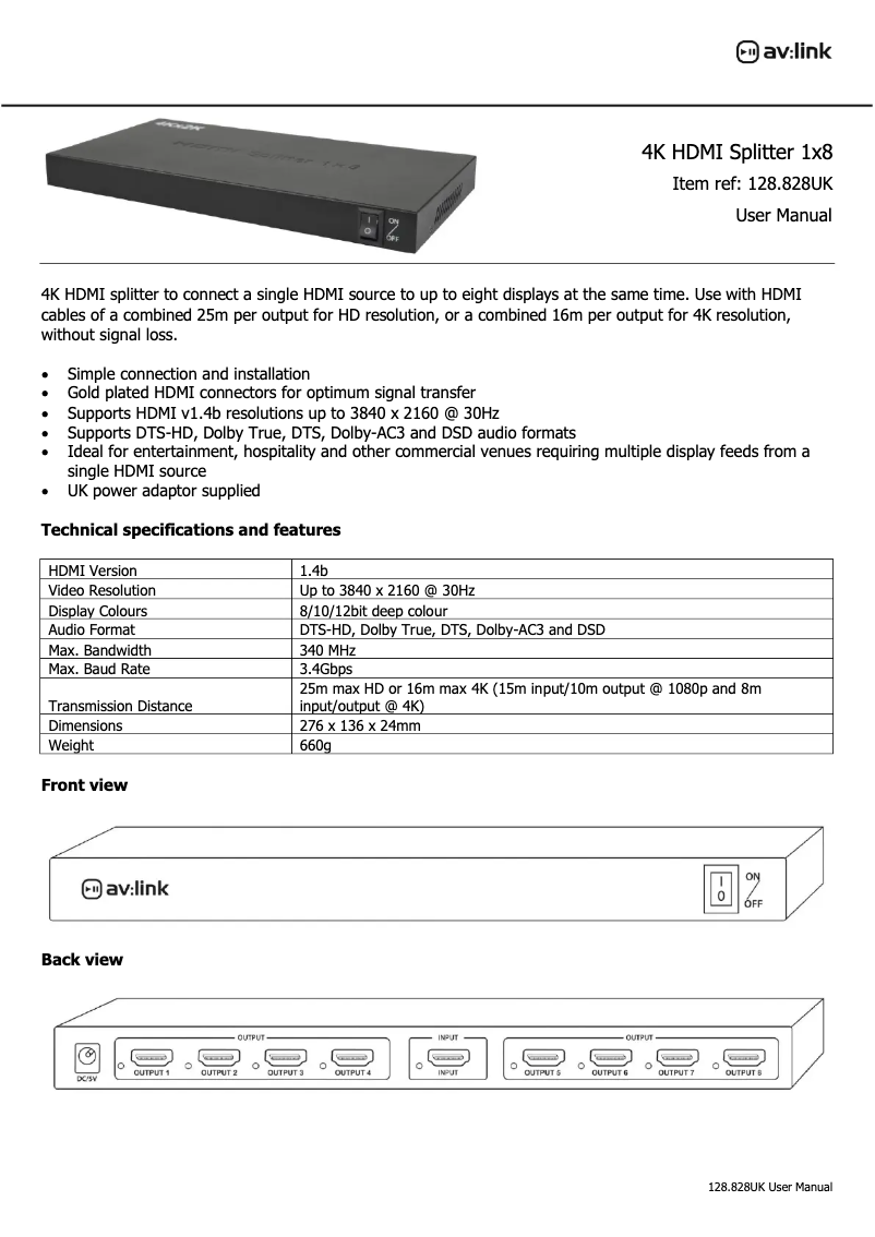 Página 1 del manual Manual de usuario AV:link 128.828UK