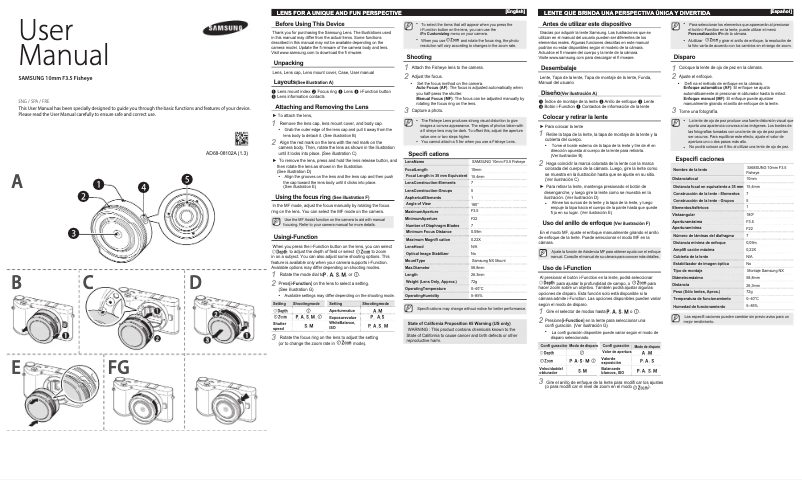 Página 1 del manual Manual de usuario Samsung F10ANW