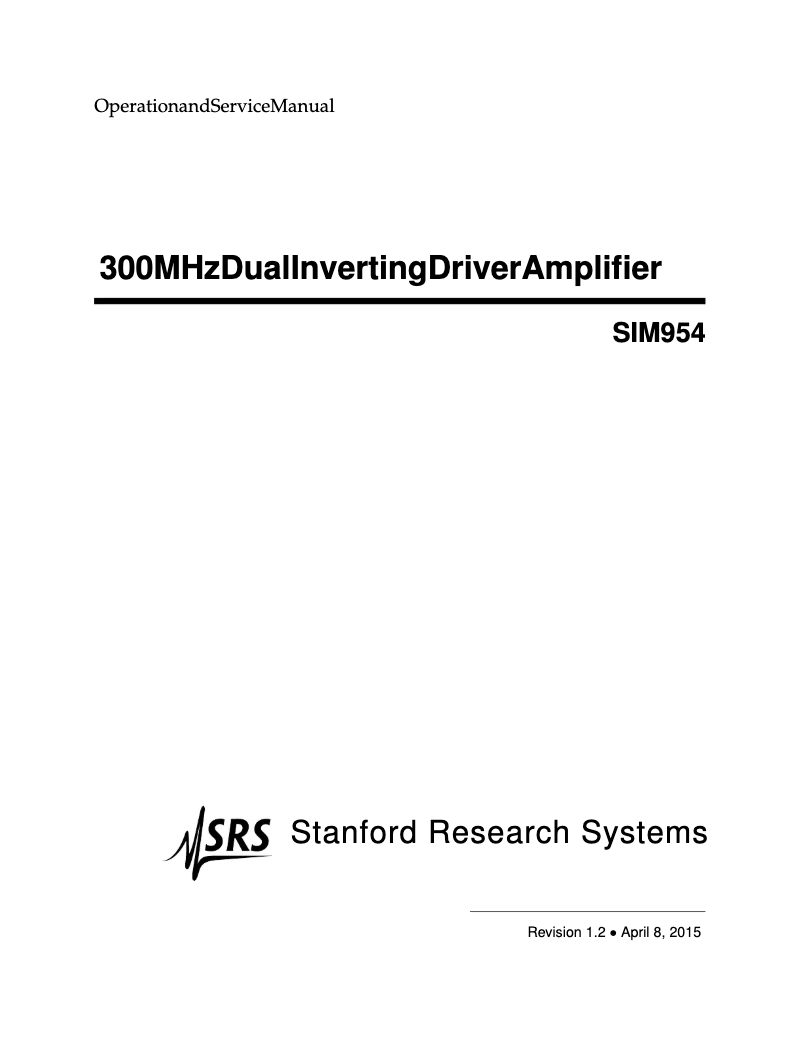 Página 1 del manual Manual de usuario SRS SIM954