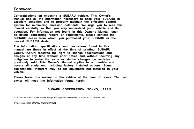 Imagen de la primera página del manual del dispositivo Legacy Limited (2022)