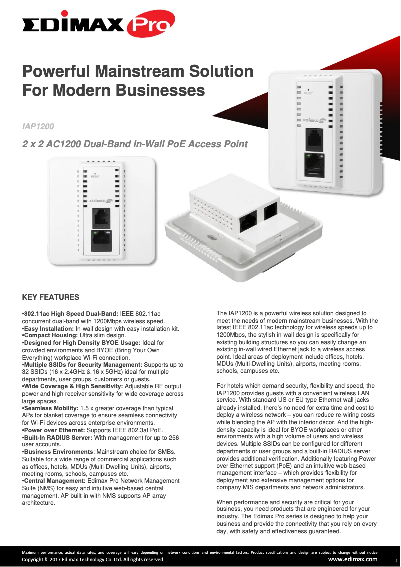 Página 1 del manual Ficha técnica Edimax IAP1200