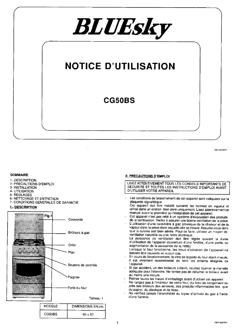 Imagen de la primera página del manual del dispositivo CG 50 BS