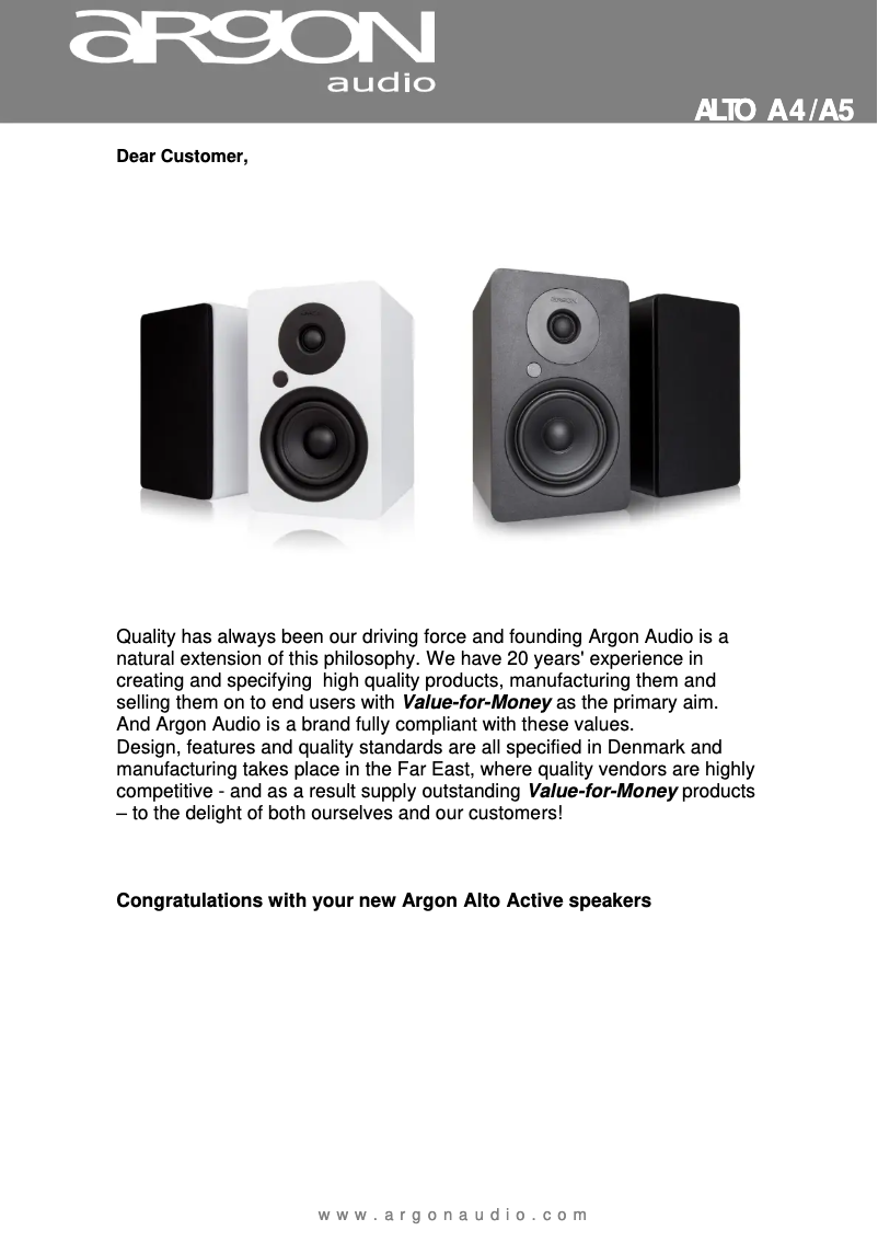 Imagen de la primera página del manual del dispositivo Alto A4