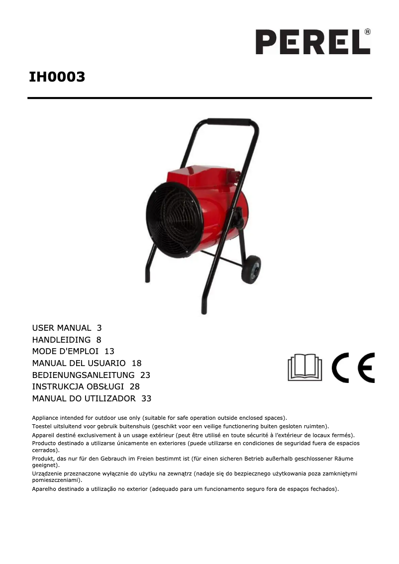 Imagen de la primera página del manual del dispositivo IH0003