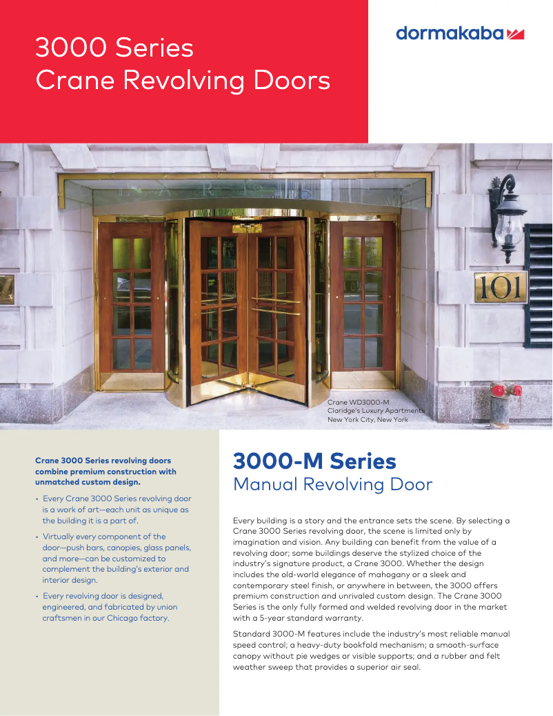 Página 1 del manual Manual de usuario Dormakaba Crane 3000-M