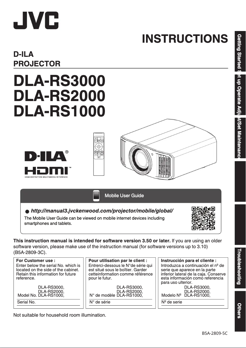 Imagen de la primera página del manual del dispositivo DLA-RS1000