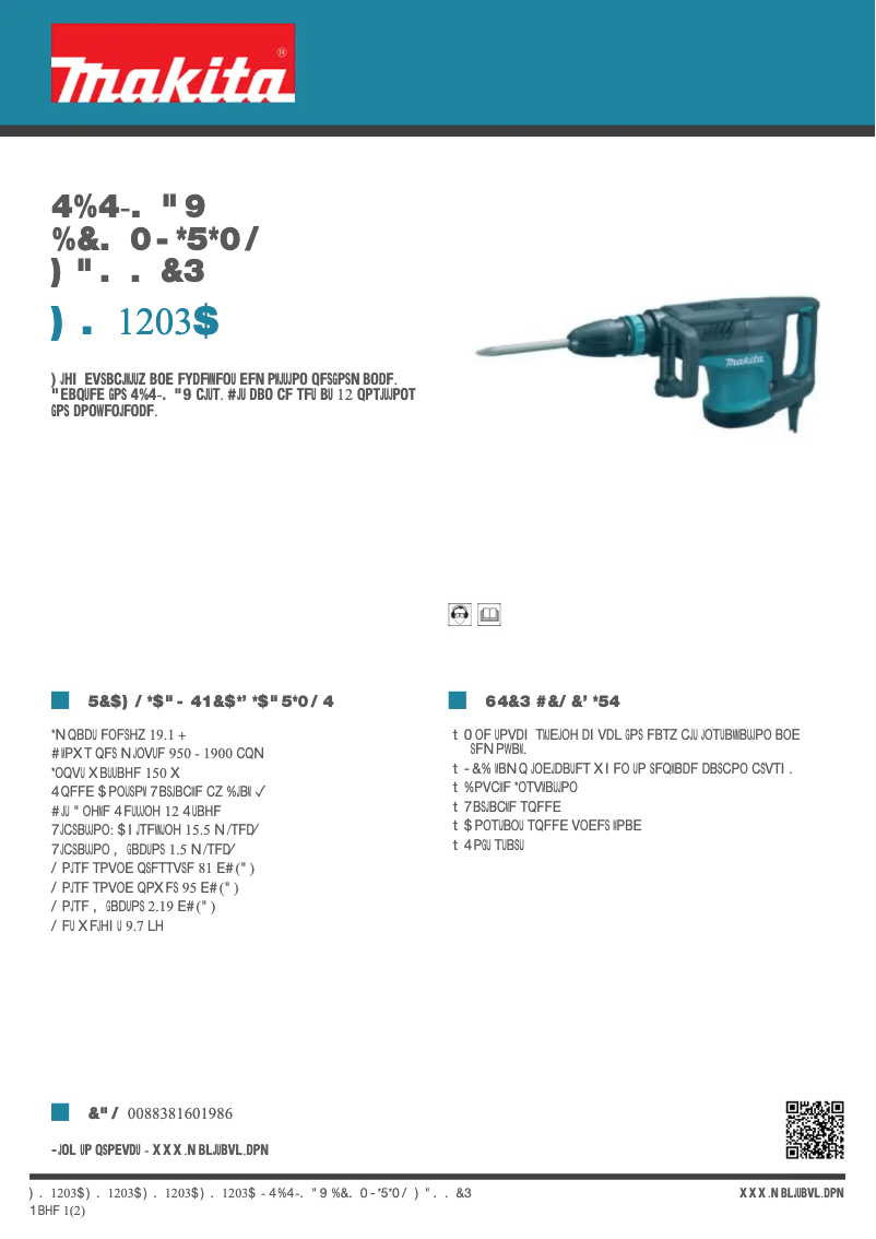 Página 1 del manual Ficha técnica Makita HM1203C