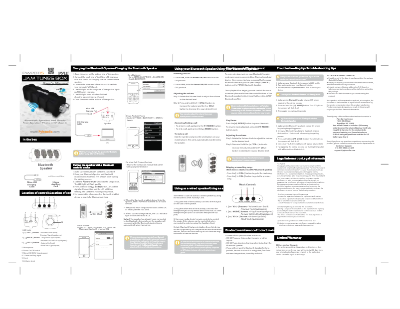 Página nº 1 - Manual de usuario Pyle PWPBT15