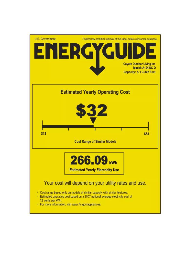 Página 1 del manual Etiqueta energética Azure A124WC-O
