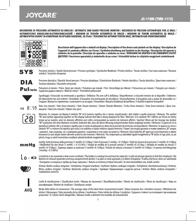 Página nº 1 - Manual de usuario Joycare JC-119M