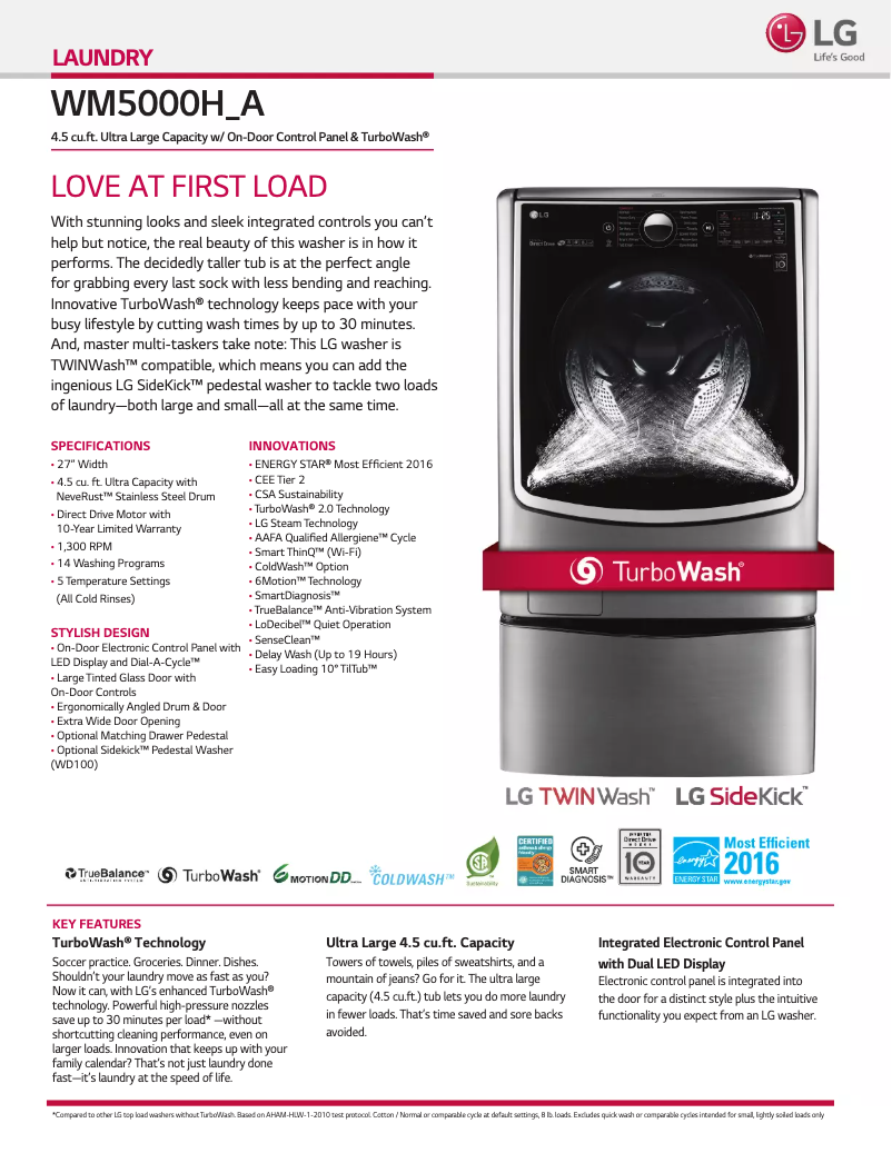 Página nº 1 - Ficha técnica LG WM5000HA