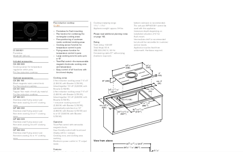Página 1 del manual Ficha técnica Gaggenau CI 292 601