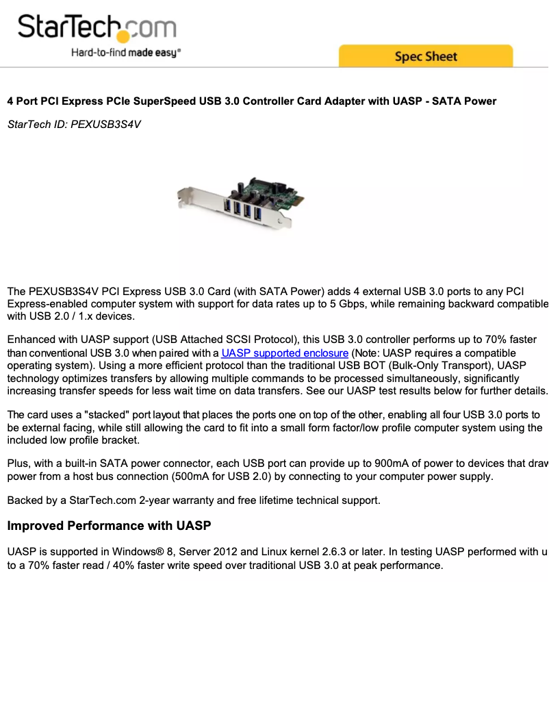 Imagen de la primera página del manual del dispositivo PEXUSB3S4V