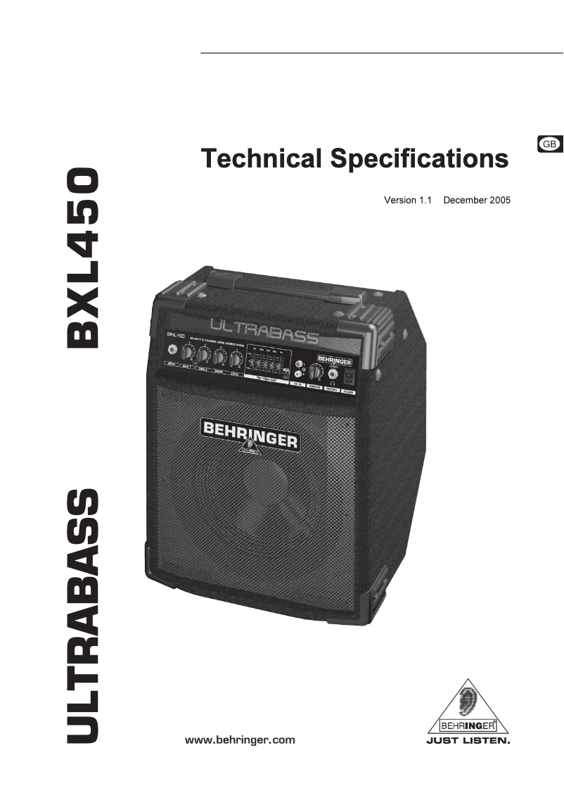 Página 1 del manual Manual de usuario Behringer BXL450