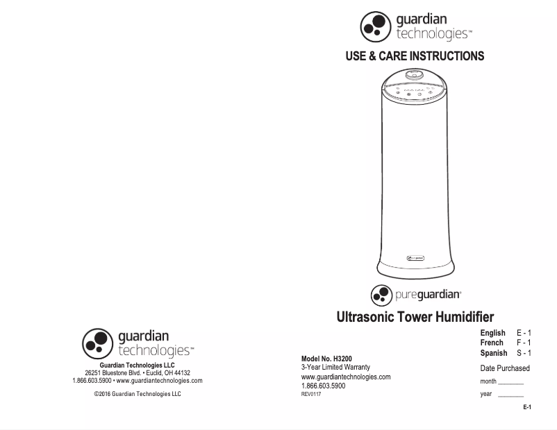 Imagen de la primera página del manual del dispositivo H3200