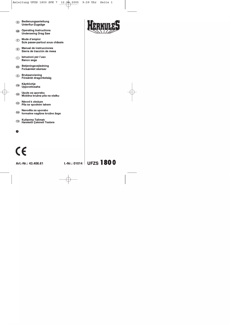 Imagen de la primera página del manual del dispositivo UFZS 1800