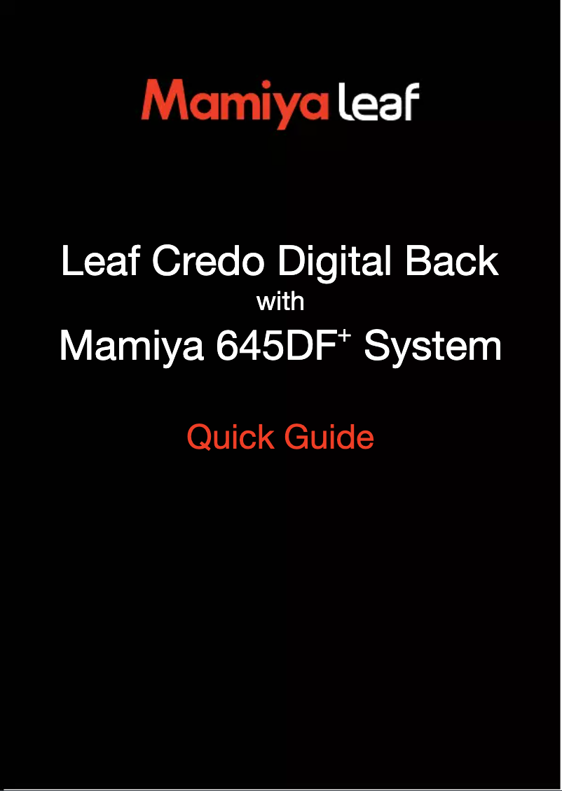 Página 1 del manual Manual de usuario Mamiya Credo 2.5