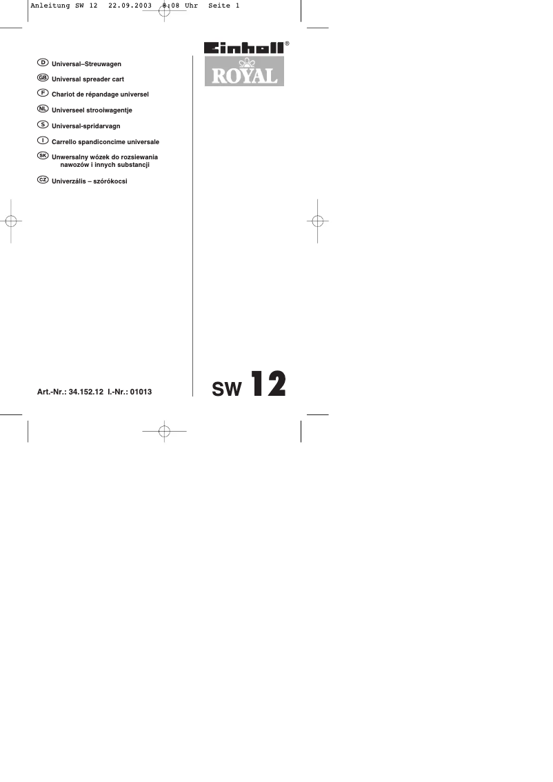 Imagen de la primera página del manual del dispositivo SW 12