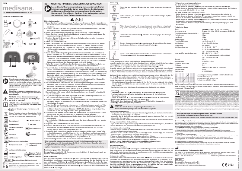 Imagen de la primera página del manual del dispositivo IN 165