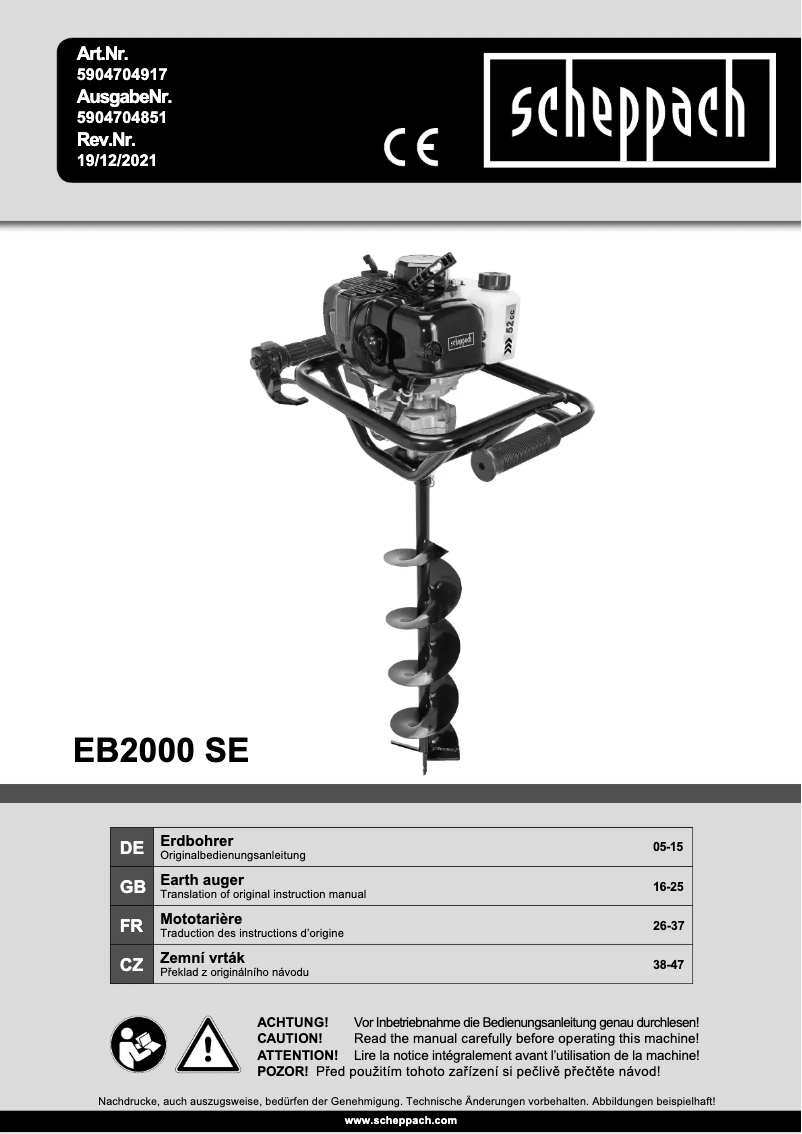 Página 1 del manual Manual de usuario Scheppach EB2000