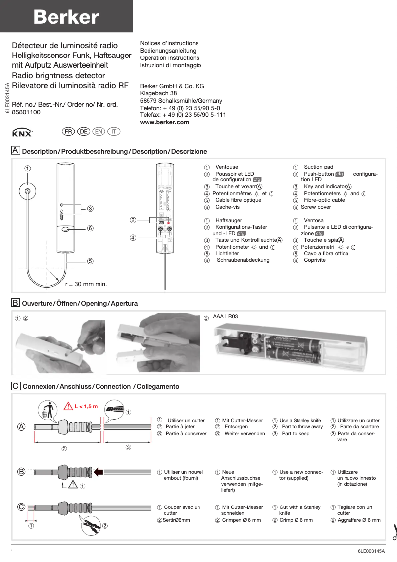 Página 1 del manual Manual de usuario Berker 85801100