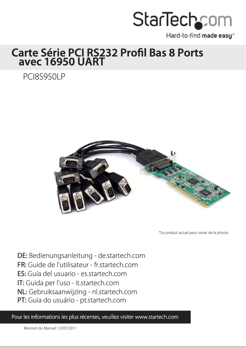Imagen de la primera página del manual del dispositivo PCI8S950LP