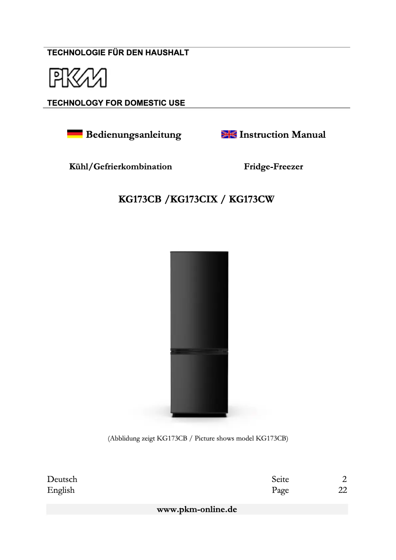 Imagen de la primera página del manual del dispositivo KG173CB