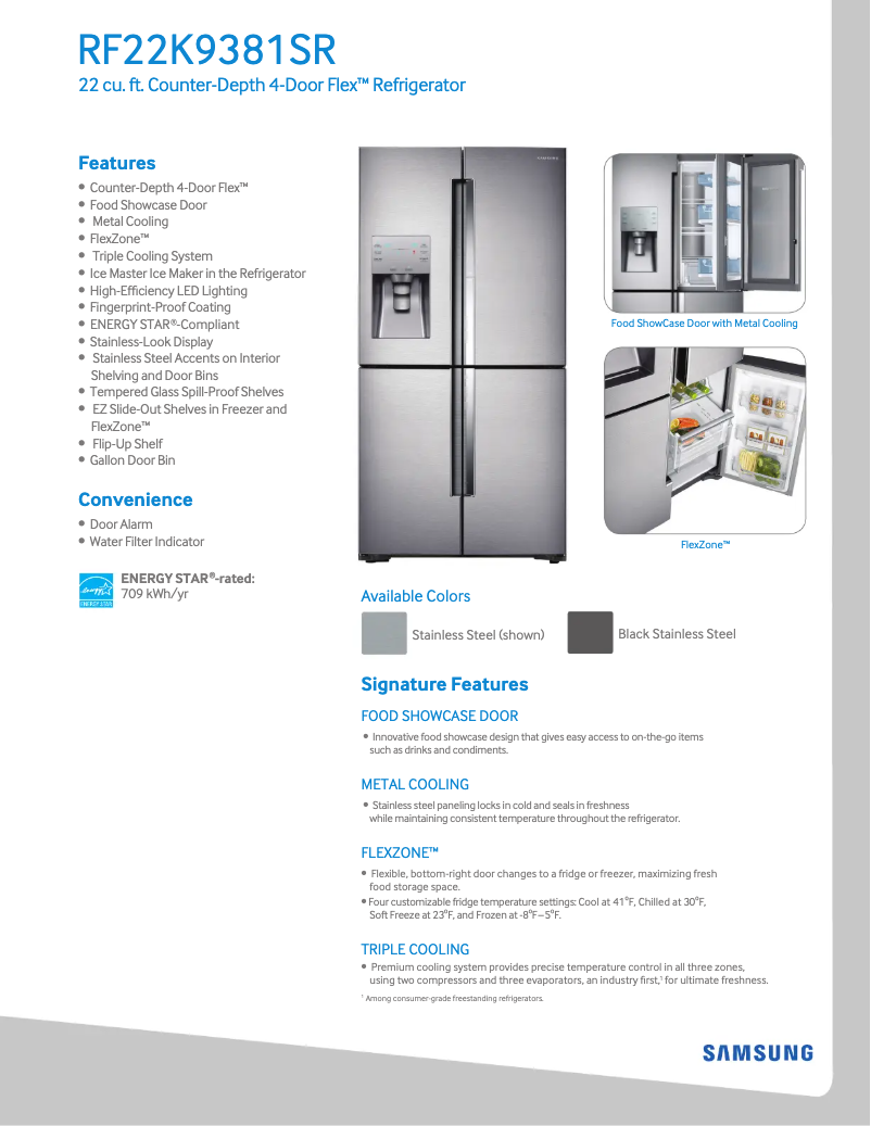 Página 1 del manual Ficha técnica Samsung RF22K9381S