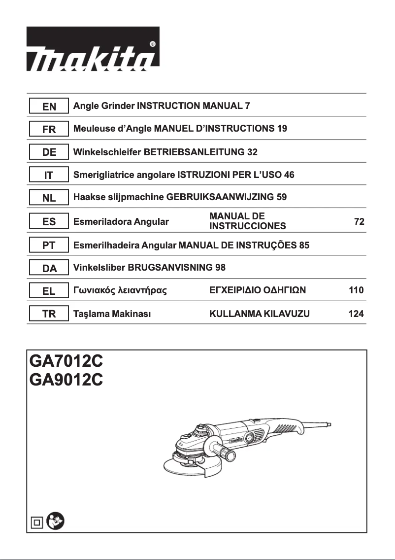 Página 1 del manual Manual de usuario Makita GA9012C