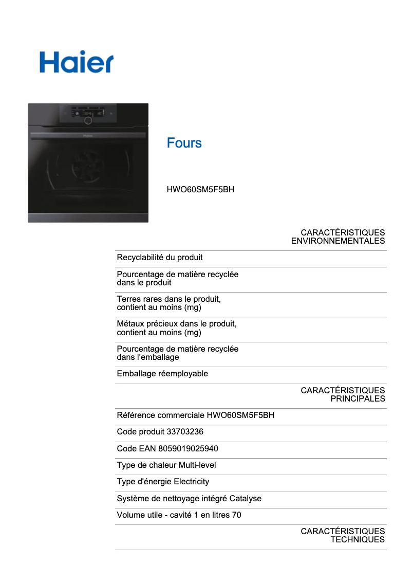 Página 1 del manual Etiqueta energética Haier I-Turn Series 4 HWO60SM5F5BH