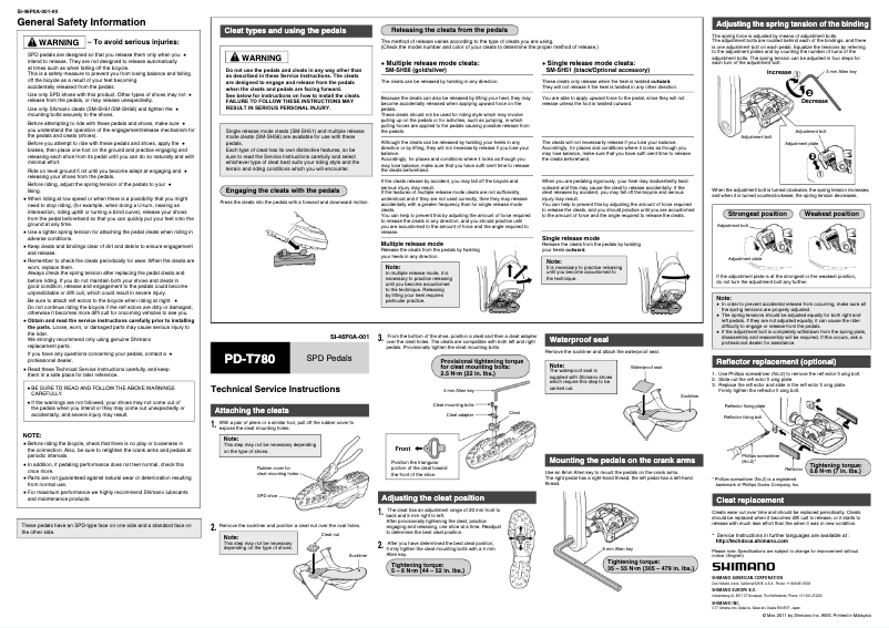 Página 1 del manual Manual de usuario Shimano PD-T780