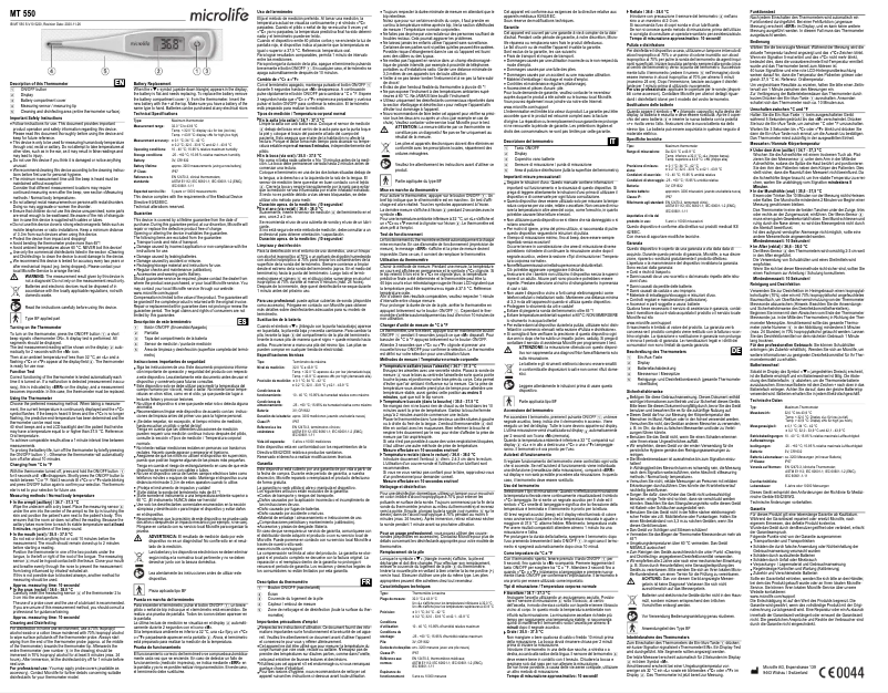 Imagen de la primera página del manual del dispositivo MT 550