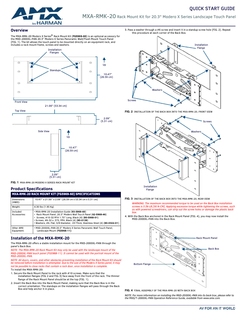 Imagen de la primera página del manual del dispositivo MXA-RMK-20