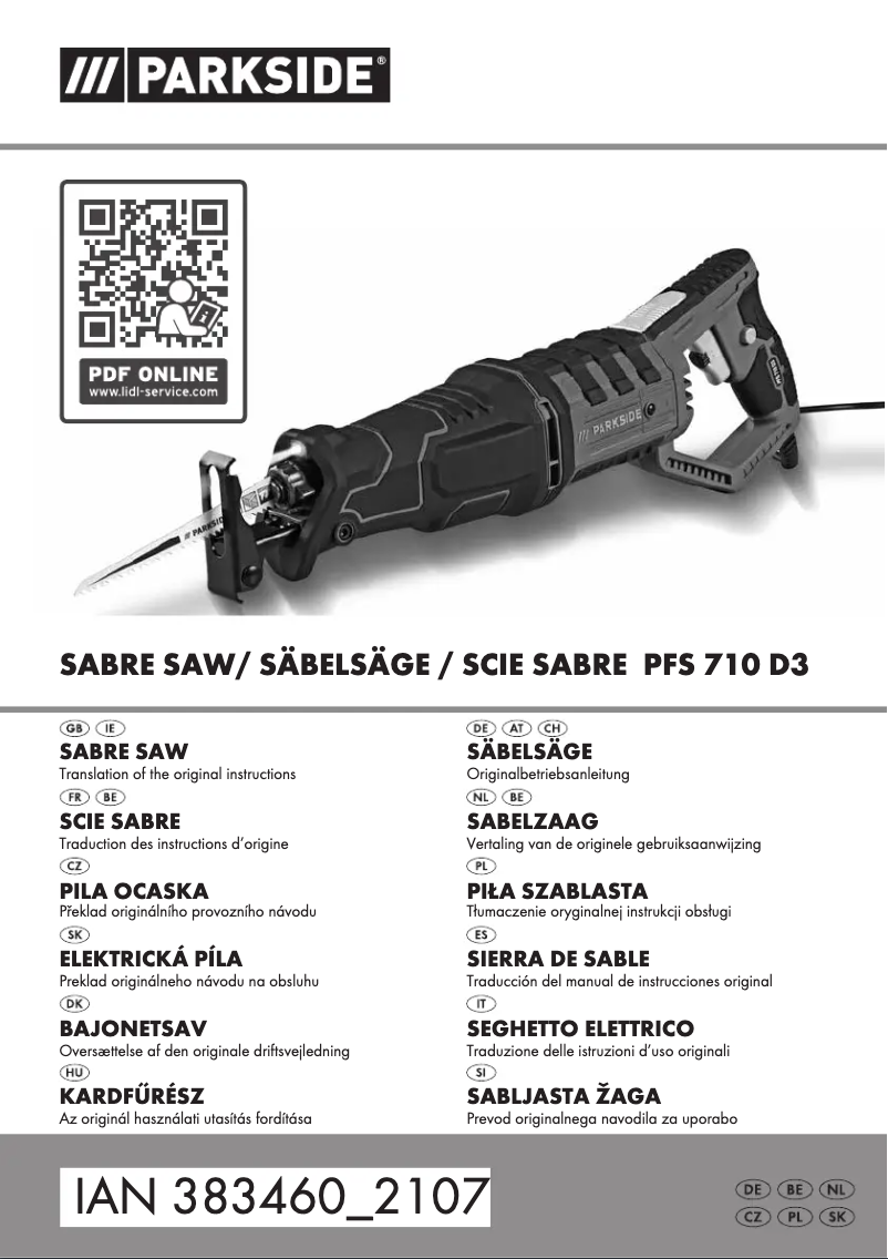 Página 1 del manual Manual de usuario Parkside PFS 710 D3