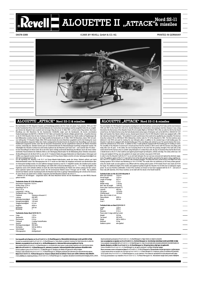 Página 1 del manual Manual de usuario Revell ALOUETTE II ATTACK