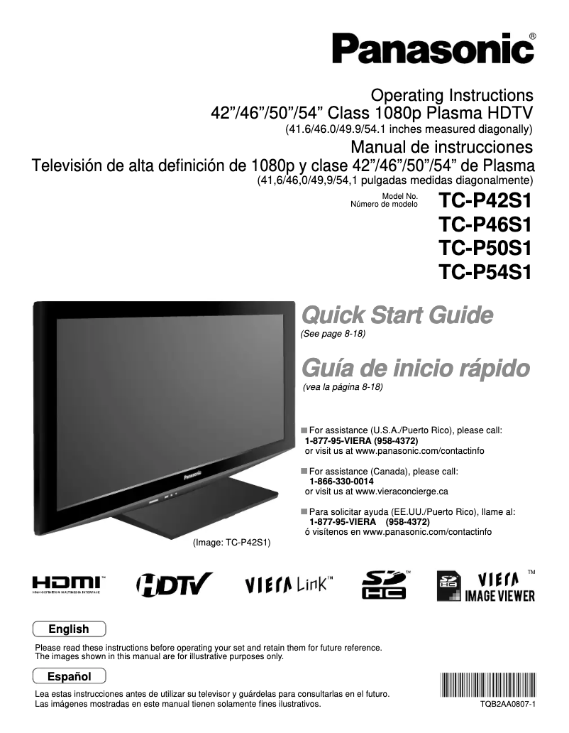 Imagen de la primera página del manual del dispositivo TC-P46S1