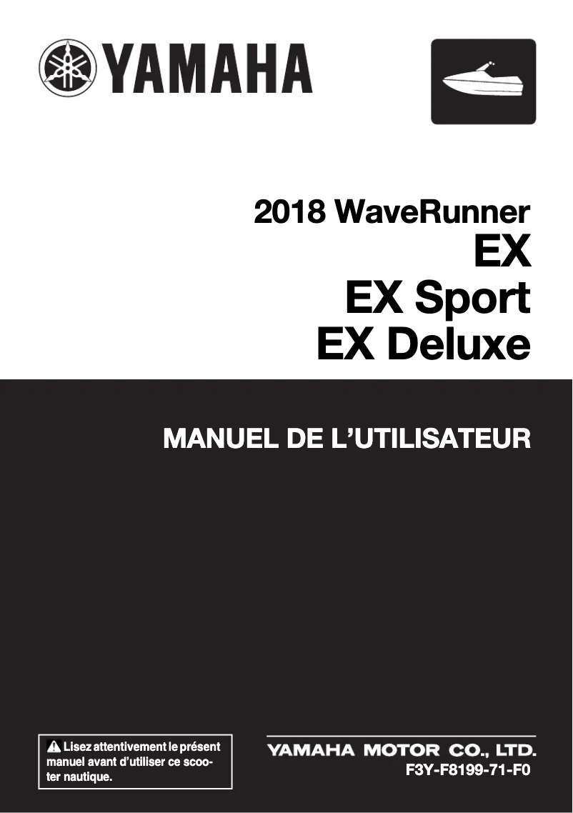 Página 1 del manual Manual de usuario Yamaha WaveRunner EX (2018)