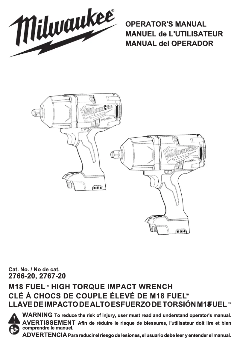 Página 1 del manual Manual de usuario Milwaukee M18 Fuel 2766-22R