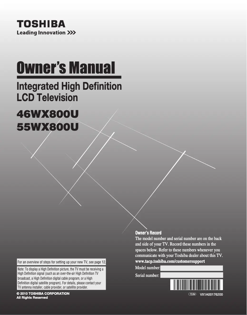 Imagen de la primera página del manual del dispositivo 55WX800U