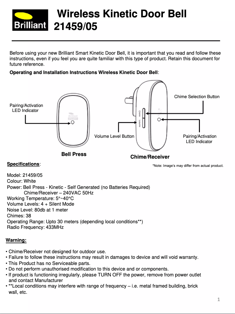 Imagen de la primera página del manual del dispositivo 21459/05