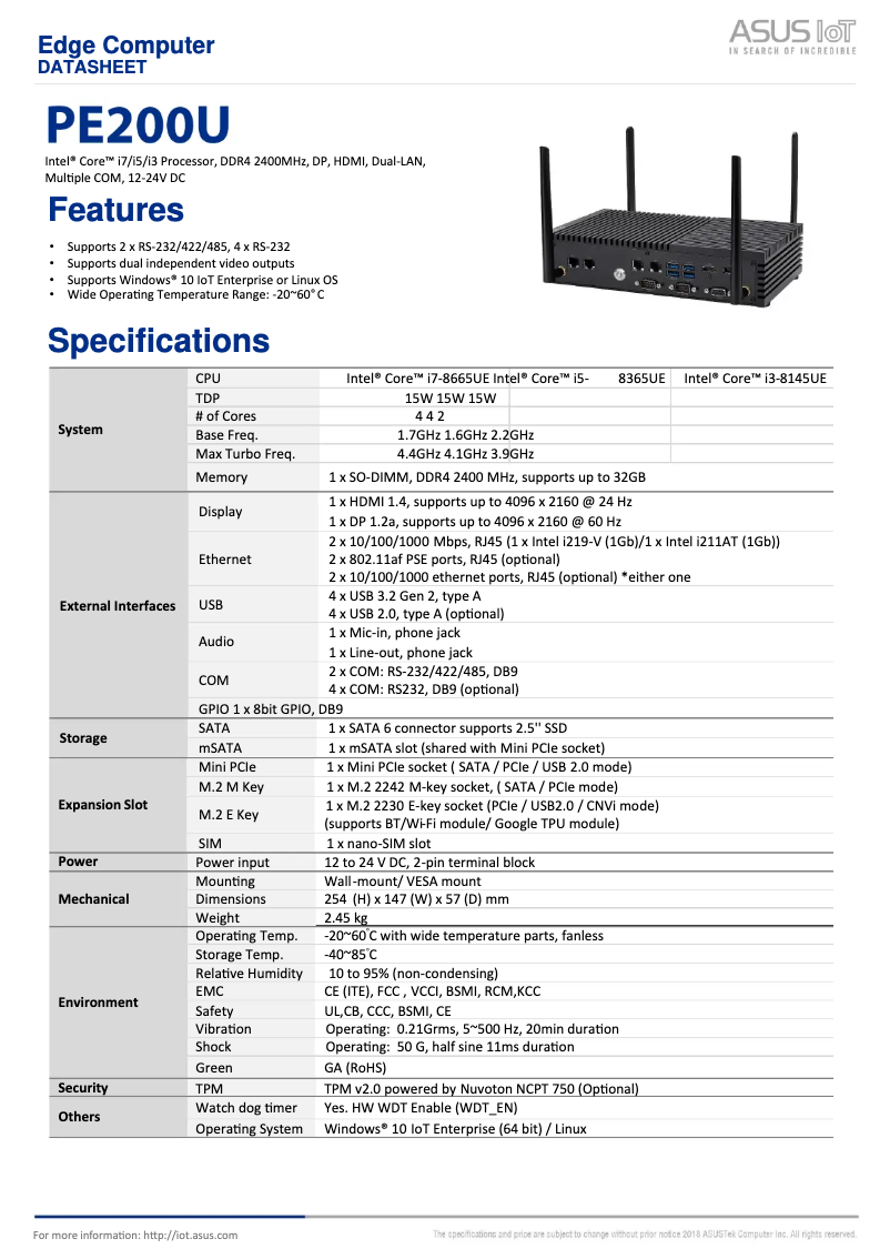 Página nº 1 - Ficha técnica Asus PE200U