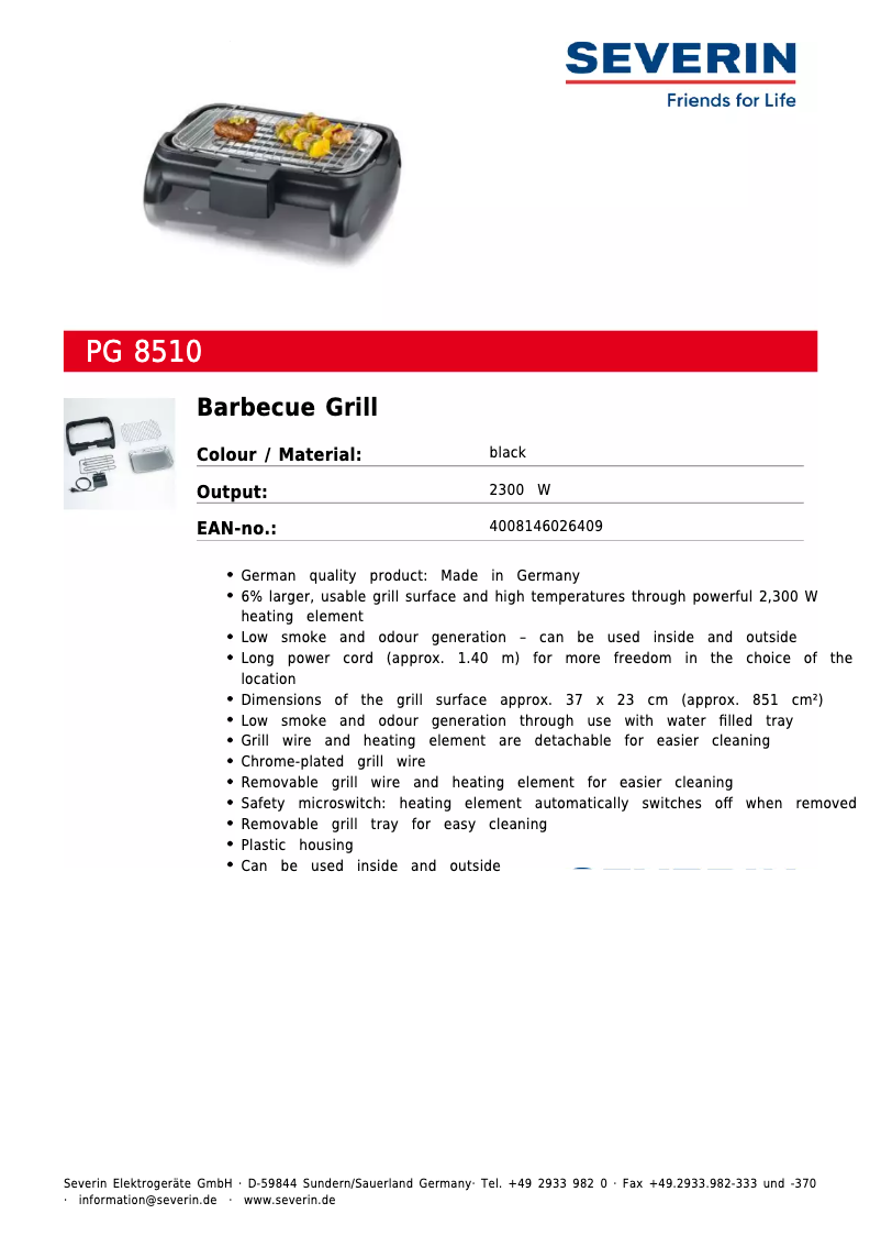 Página nº 1 - Ficha técnica Severin PG 8510